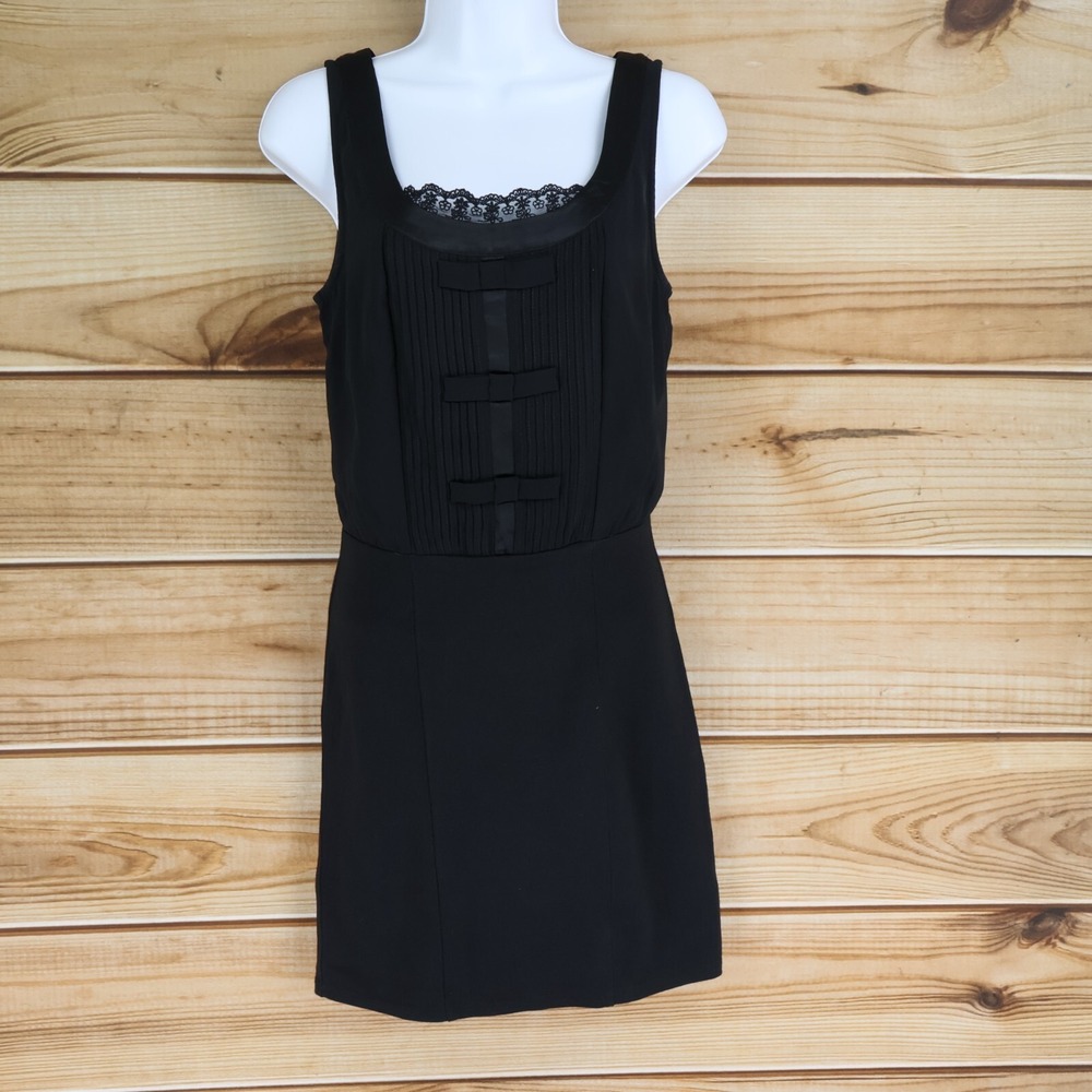 American Eagle Outfitters Mini Dress Womens XS Black Open Back Square Neck Lace